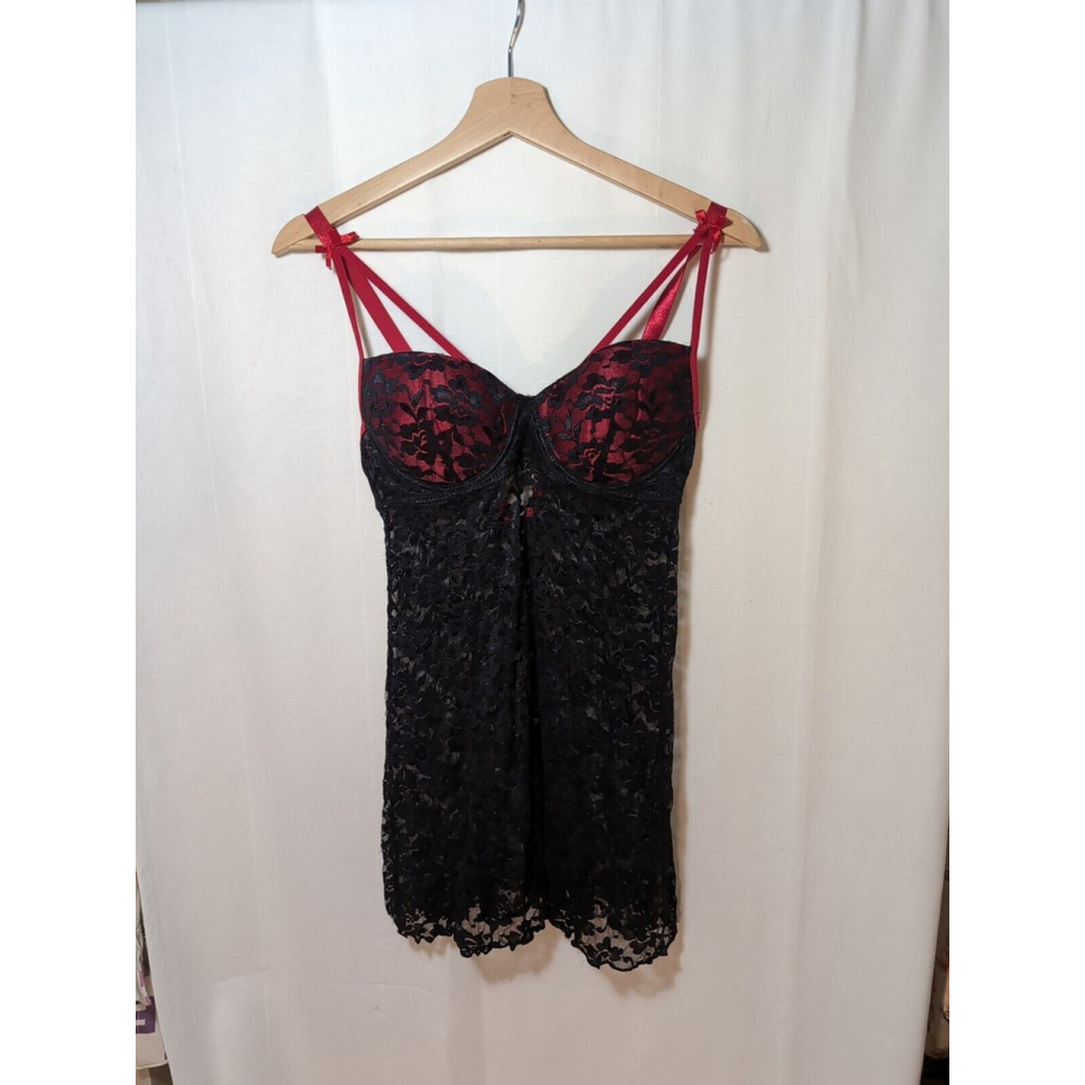 Body Jewels Lingerie Women's Size M Black/Red